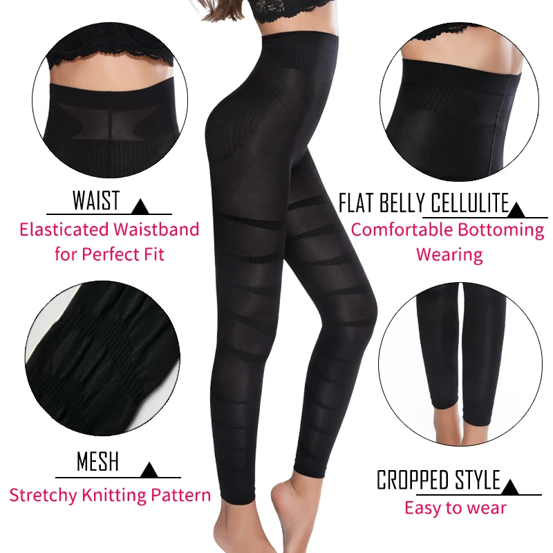 Seam-free Shapewear Sheer Compression High Waisted Leggings Tummy Control Butt Lifter Skinny Pants Body Shaper Underwear