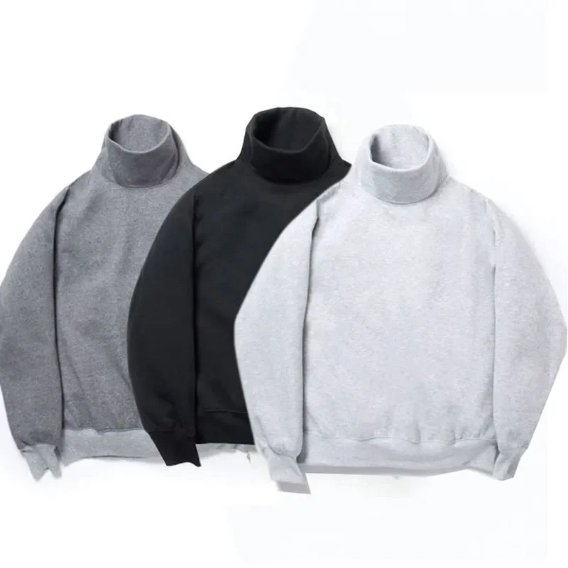 23AW Japanese Ciy Boy Solid Color Retro Inner Layer High Necked Loose Fitting Hoodie