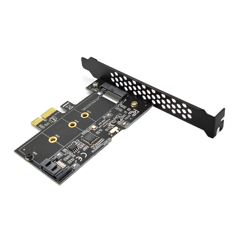 NEW PCI Express X1 to M2 NGFF + SATA3 6Gbps HDD SSD Adapter ASM1061 Chip for SATA 3.0 HDD 2230 2242 2260 2280 B Key M.2 SATA SSD