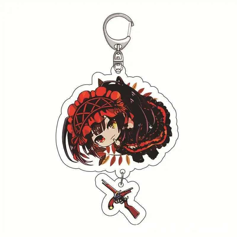 Anime DATE A LIVE Keychain Cosplay Cute Figure Tokisaki Kurumi Pendant Car Key Chain Bag Accessories Key Ring Jewelry Fans Gifts