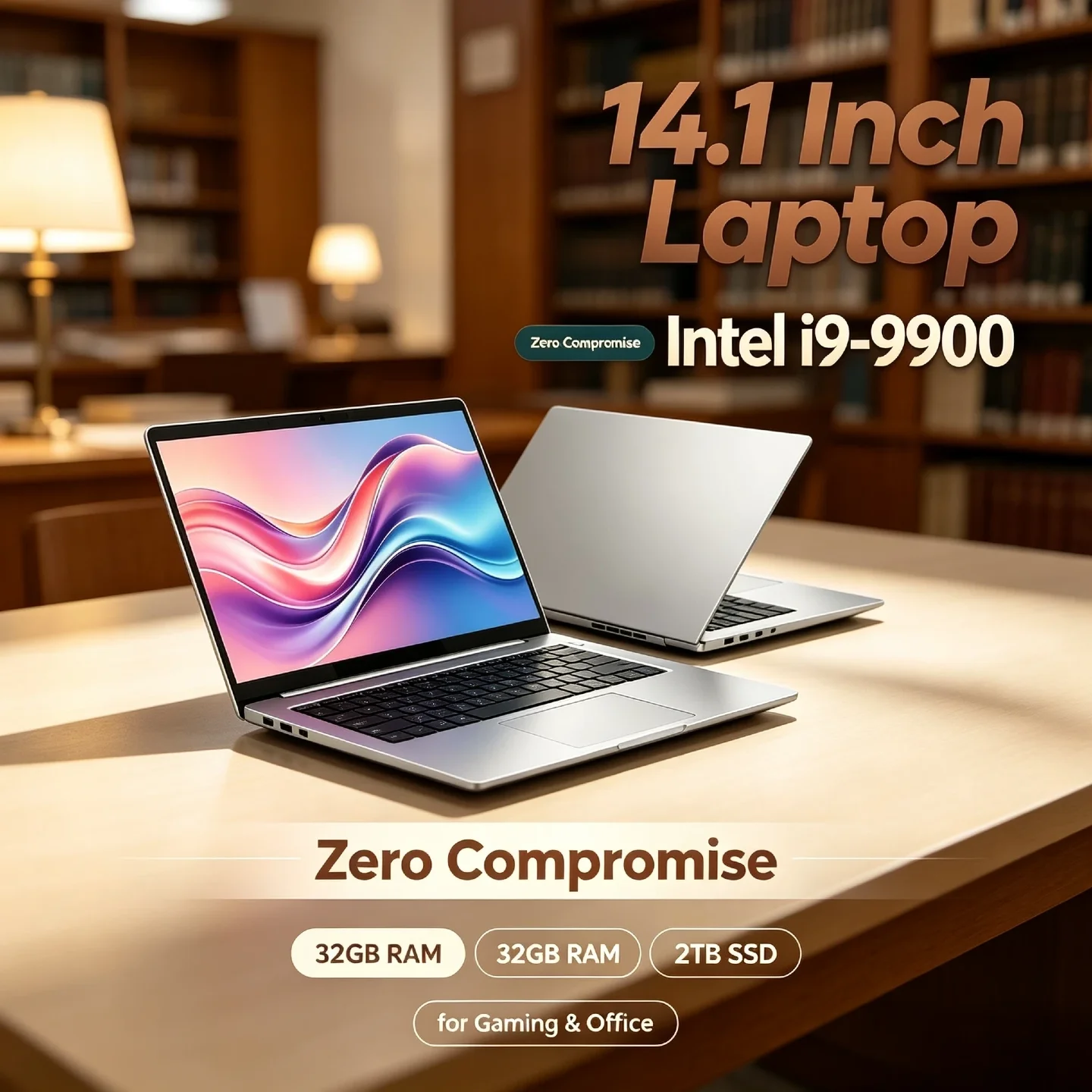 2026 14.1 Inch Laptop Intel i9 9900 5GHz 32GB RAM 2TB SSD Ultra Slim Notebook FHD 1920x1080 for Gaming & Work Built for Speed