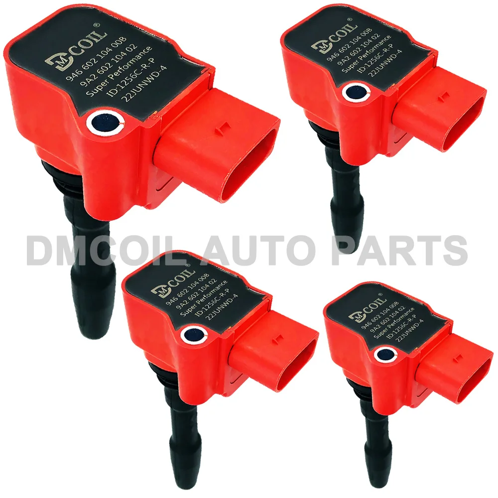 4 PCS RED SUPER PERFORMANCE IGNITION COIL FOR PORSCHE 718 BOXSTER CAYMAN (982) AUDI VW 1.8T 2.0T 2.5T EA888 (2013-) 9A260210401