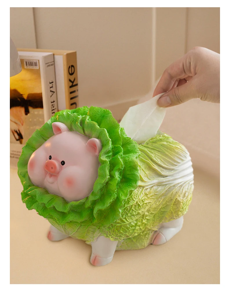 

Cute creative cabbage pig napkin tissue box living room coffee table luxury home dining table paper box high sense ornaments.