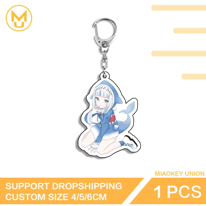 Vtuber Gawr Gura Novelty Creative Double Sided Keyring Exquisite Multi Function Durable Keyring Kawaii Creative Accessories