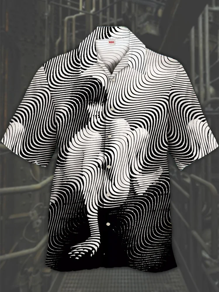 

Hawaiian shirt 3D printing short sleeved shirt women's abstract landscape pattern printing men's outdoor casual men's clothing