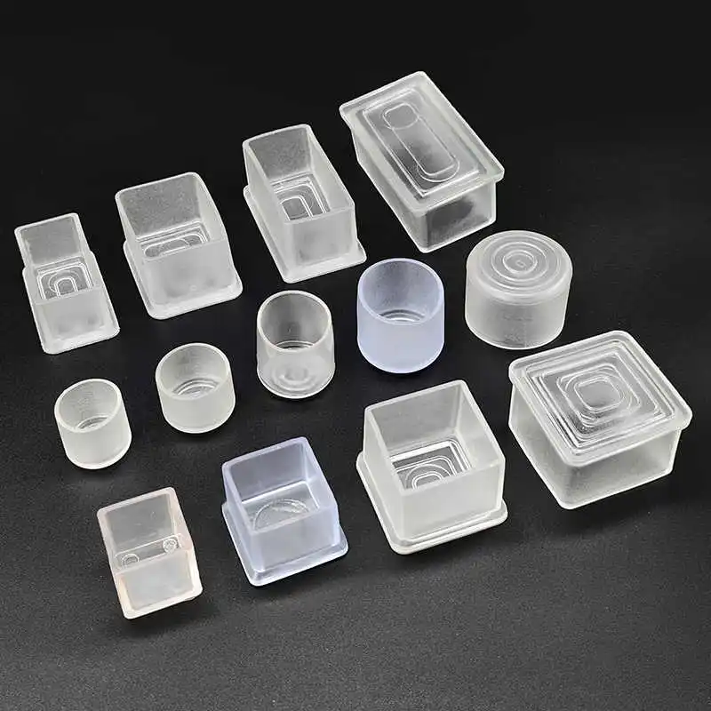 4-50Pcs PVC Transparent Möbel Tisch Fuß Spitze Stühle Beine Pad Schutz Abdeckung Runde/Quadratische Rohr stecker Deckel Schutz Kappe