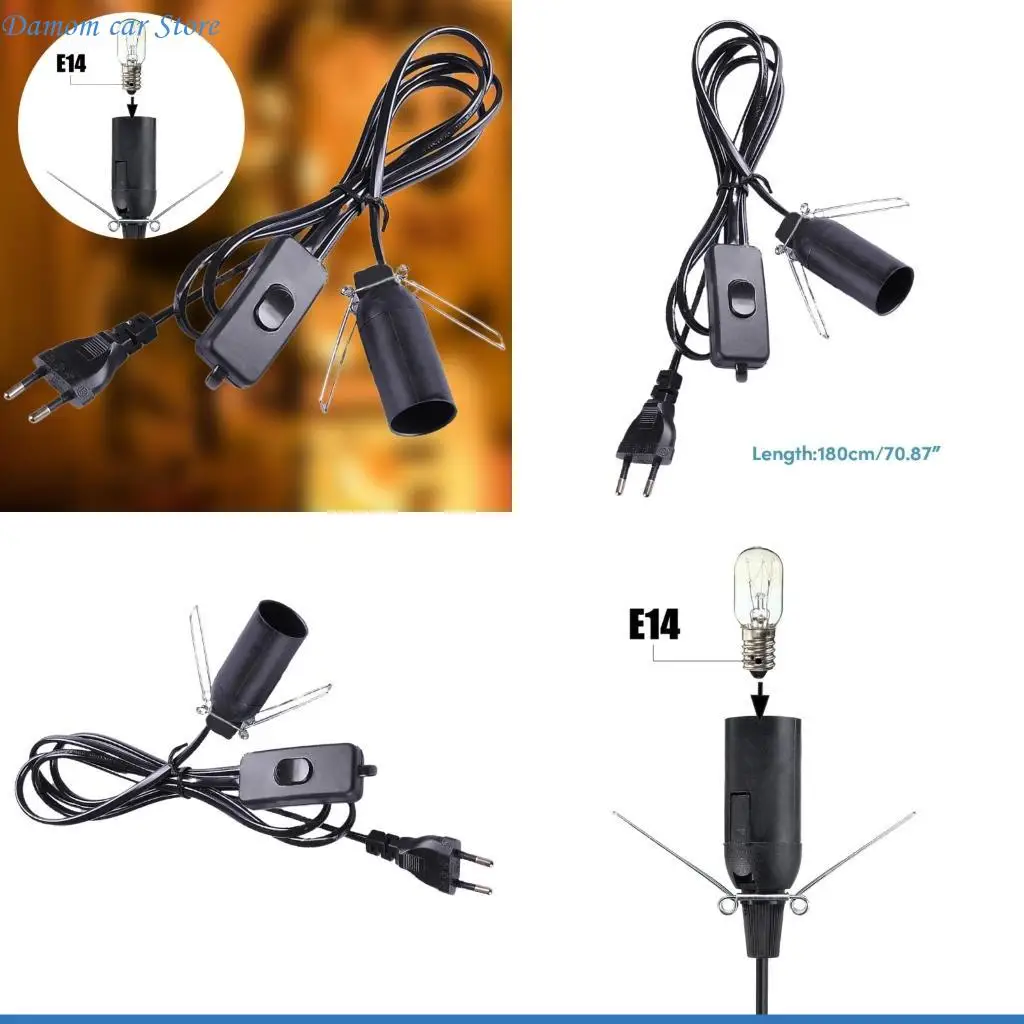 A2UC Lamp Base 1.8M E14 Holders Power Cord Cable with Switches Salts Lamp Base EU Plu
