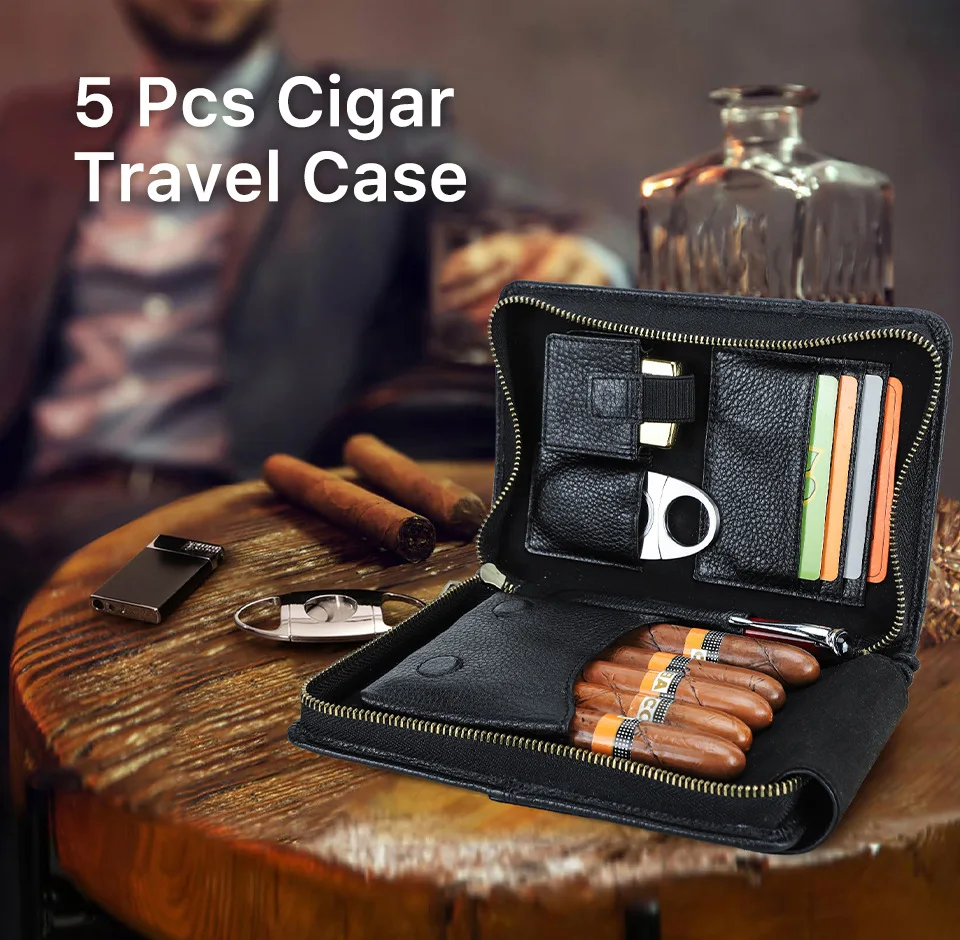 1pc,Leather cigar storage bag, can store various cigar accessories, travel size