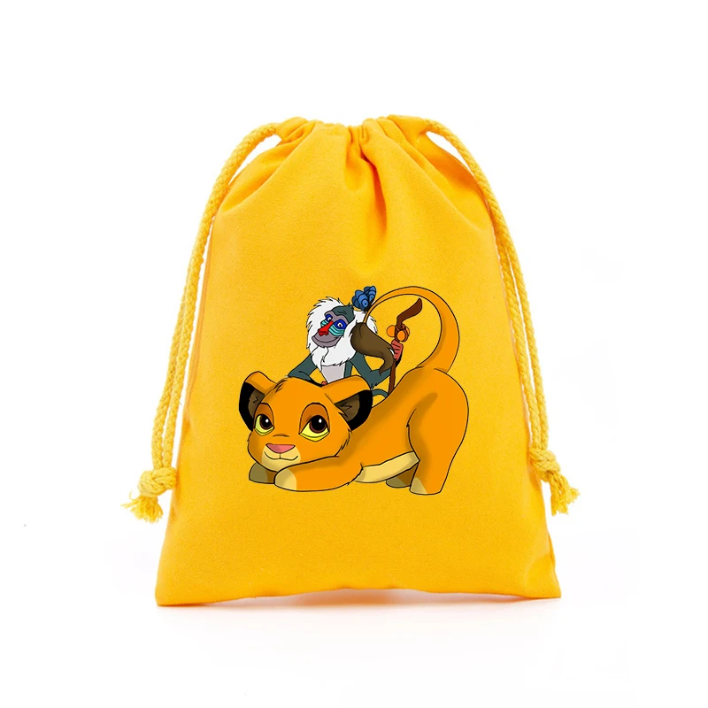 Mufasa Lion King borsa con coulisse film Cartoon Print Sport Boy Girl children\'s Kid Portable Birthday Party Hand Pocket Gift Pouch