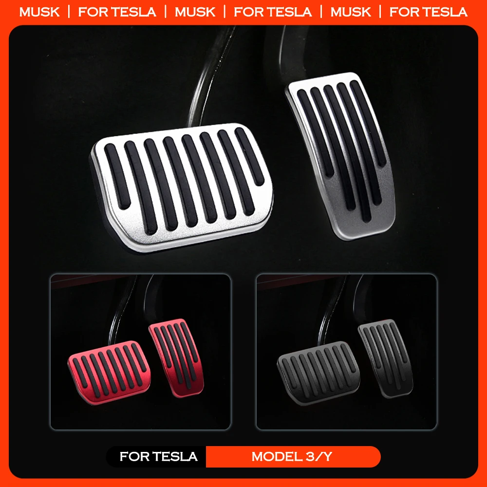 

For Tesla Model 3 Car Foot Pedal Pads Covers 2022 2023 pedals Non Slip Performance Foot Pedal Pad Auto Aluminum Pedal Covers