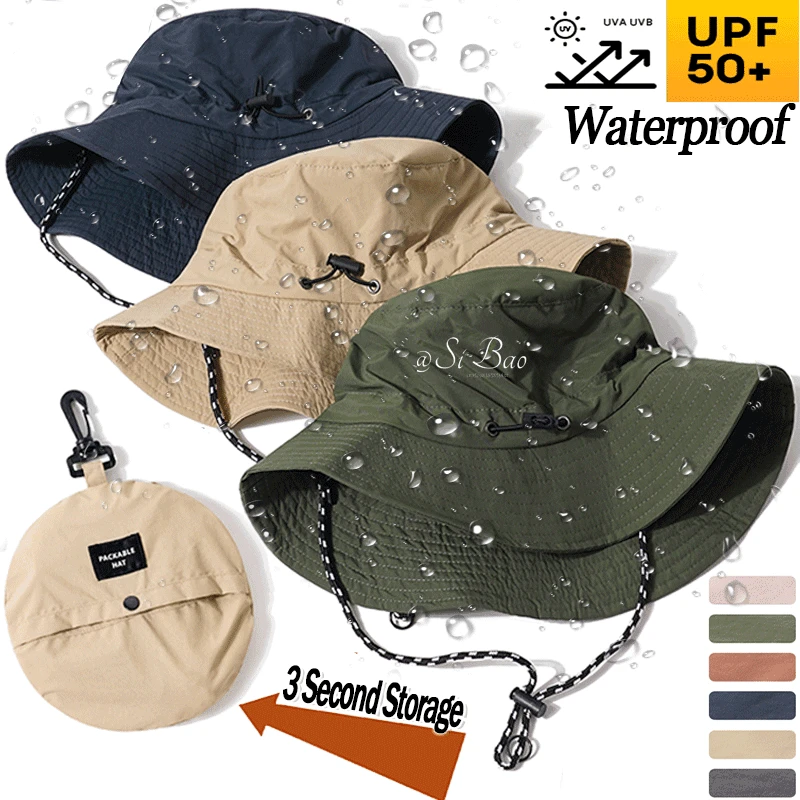 Sun Protection Bucket Hat Portable Foldable Fisherman Cap Camping Hiking Fishing Cap Summer Waterproof Outdoor Sport Panama Hats