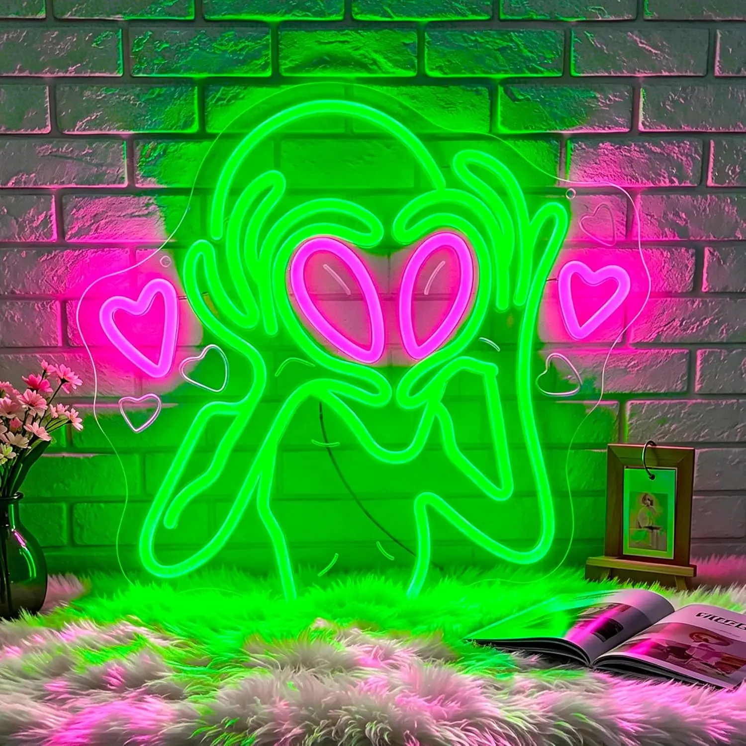 エイリアンラブネオンサイン調光可能ledネオンライト寝室ゲームルームリビングルームパーティーバーパブホームウォールデコレーションusbゲームギフト