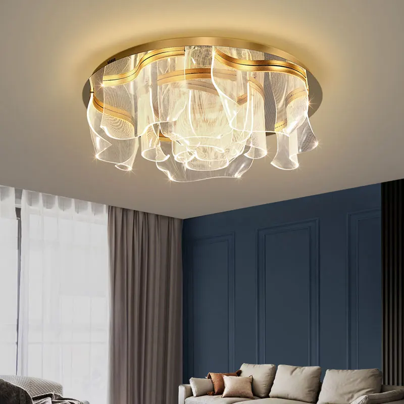 Modern LED Chandelier Nordic Creative Simple Light Luxury Gold Acrylic Ceiling Lamp