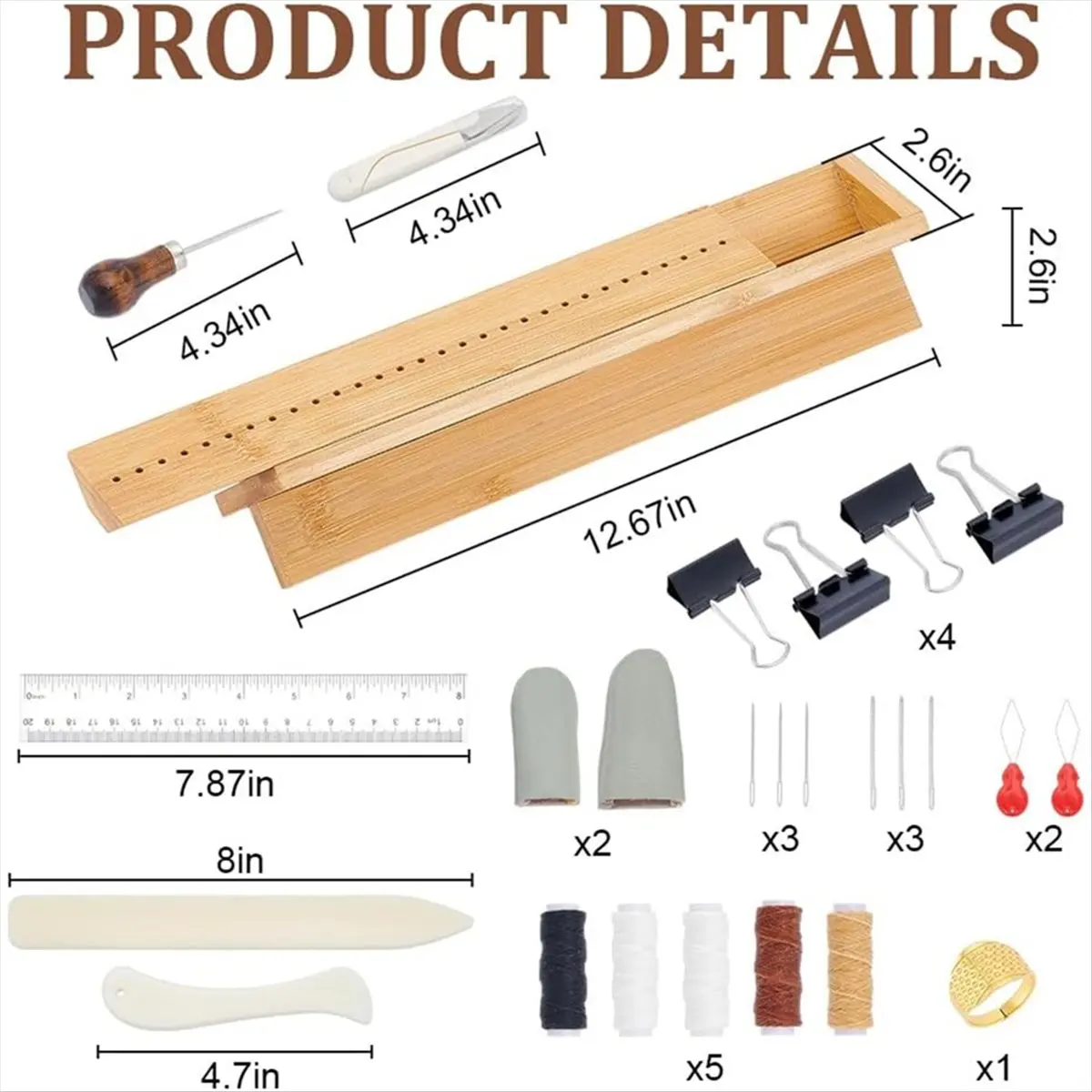 【abode】26個入り-竹製製本台-製本用品付き-diyブッククラフト用、サインパンチツールキット
