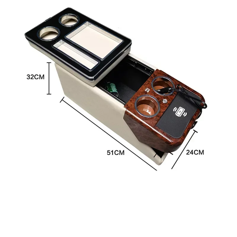 SHITURUI dla Citroen Spacetourer 2016-2023 1x przedni podłokietnik ze schowkiem z światło klimatyczne USB