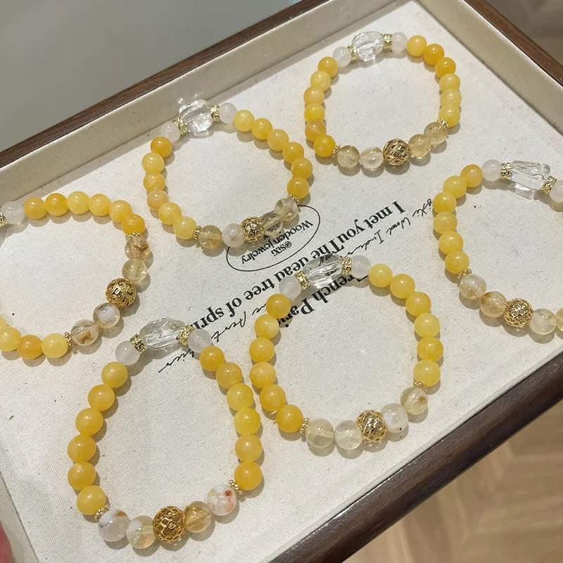 

Natural Topaz Tashan Citrine Design with Shape White Crystal Bracelet Female Hydrangea Jewelry Accessories