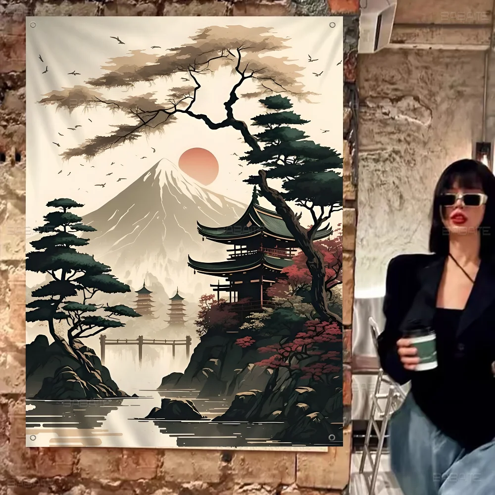 Vintage Japan Art Banner Art Printing Japanese Wall Flag Anime Wall Hanging Home Decor Elevate Your Space without flagpole