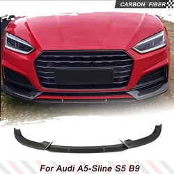 Car Front Bumper Lip Spoiler Splitters For Audi A5 Sline S5 B9 2017-2019 3PCS Carbon Fiber Front Bumper Lip Splitters FRP Black