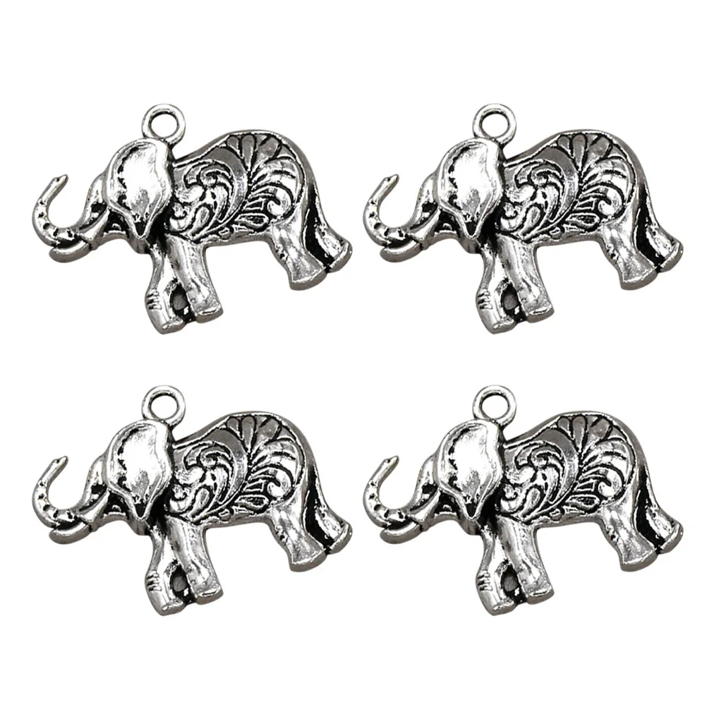 

20Pcs Carved Elephant Alloy Pendant Charms Silver for DIY Jewelry Making Necklace Bracelet Accessories Handmade Gift