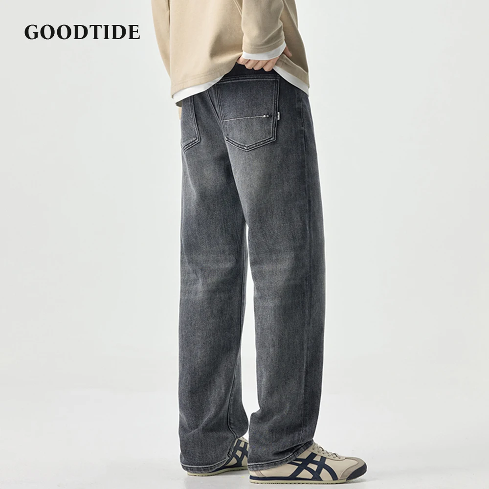 

Fashion Men's Slightly Elastic Washed Straight Jeans 2025 Autumn New Embroidery Pattern Retro Distressed Casual Pants Size 28-40