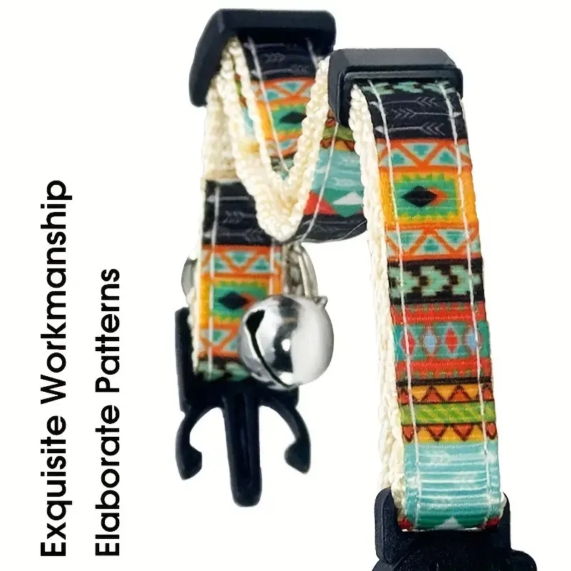Personalisiertes ID-Tag, böhmisches Katzenhalsband mit Glöckchen, individuelles Halsband, Sicherheit, abtrünnige, verstellbare Gravur, kleine Kätzchen-Halskette – Detail 6