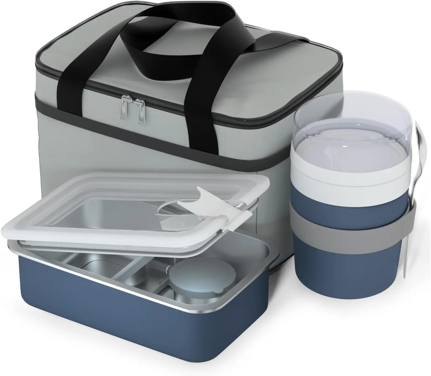 

Набор коробки для бенто из нержавеющей стали емкостью 42 унции с термоизолированной сумкой — герметичный для работы и путешествий