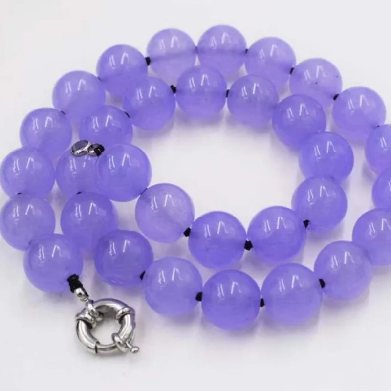 lavender  purple jade necklace round 12MM  17\