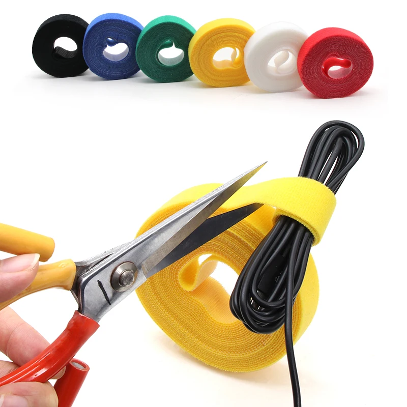 5m/roll Cable Ties Reusable Loop Bundle Self Adhesive Fastener DIY Accessories Nylon Strap Organizer Clip Wire Holder Management