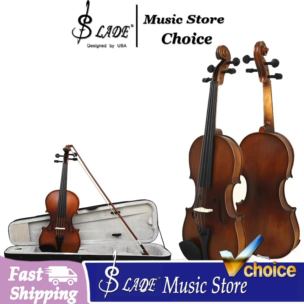 IRIN 4/4 Violin Premium Solid Wood Spruce Panel Maple Back Acoustic Violin Bow Accessories Kit Ideal for Starters Playing