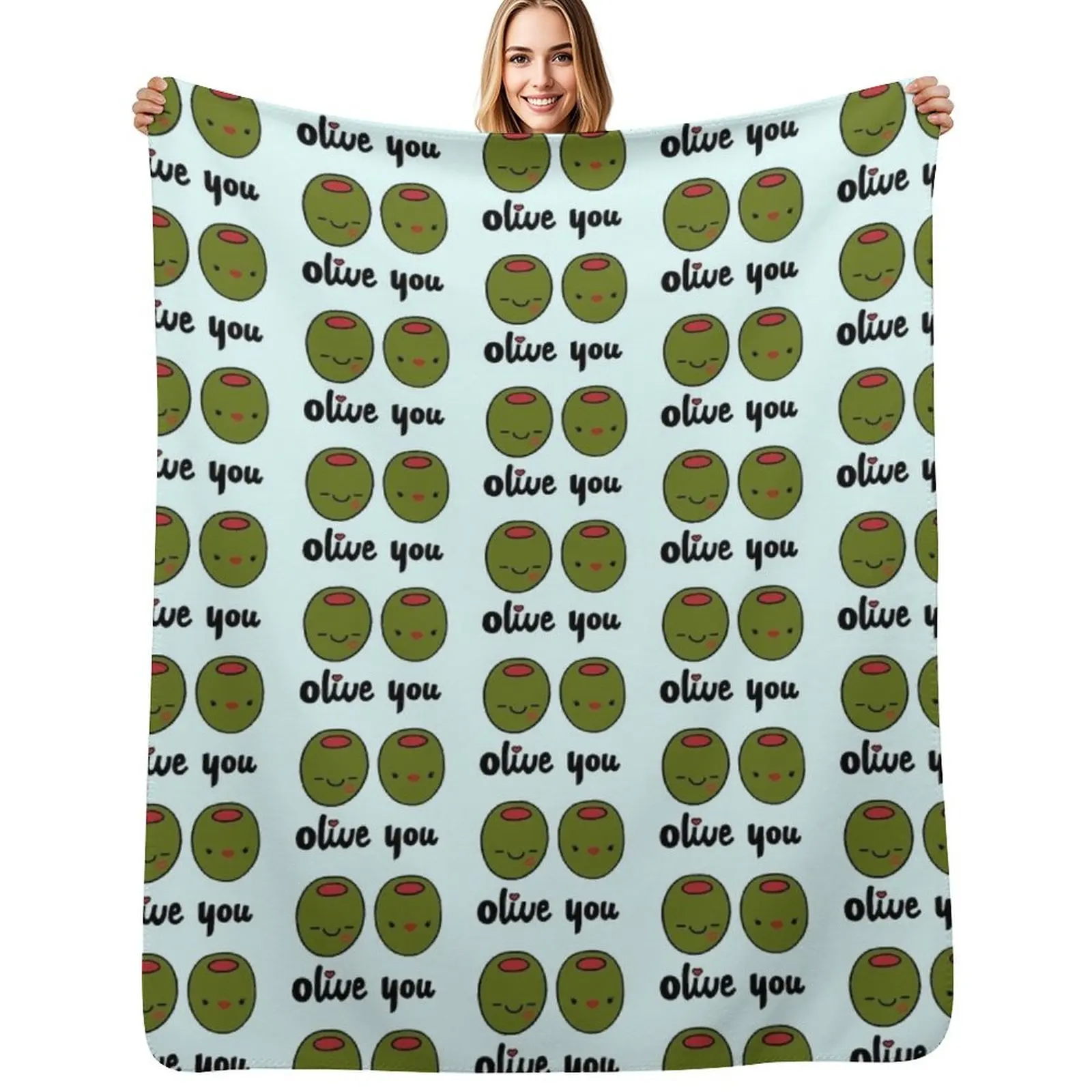 

Olive You Throw Blanket Luxury Designer Giant Sofa Hairy Plaid Blankets