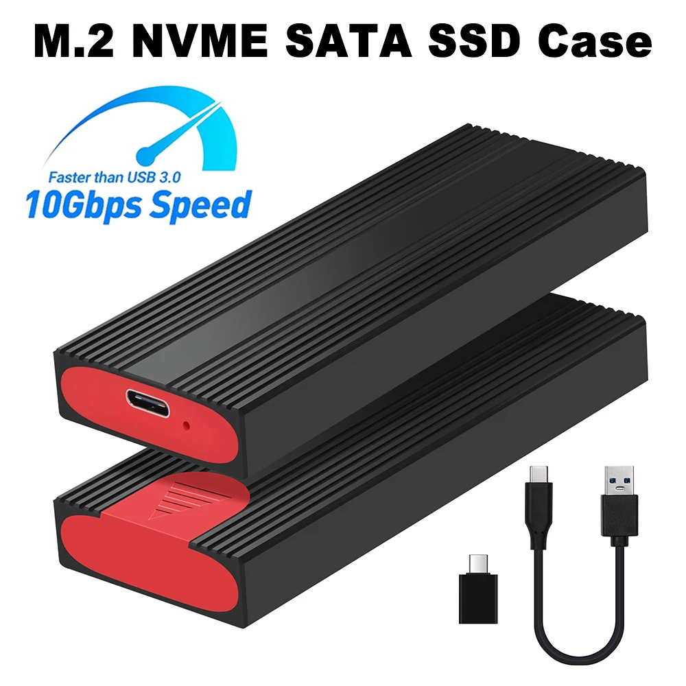 M2 NVMe SATA SSD Enclosure 10Gbps PCIe SSD Case Portable USB C 3.1 Gen2 Tool Free External M.2 SSD Adapter for PC Laptop Phone