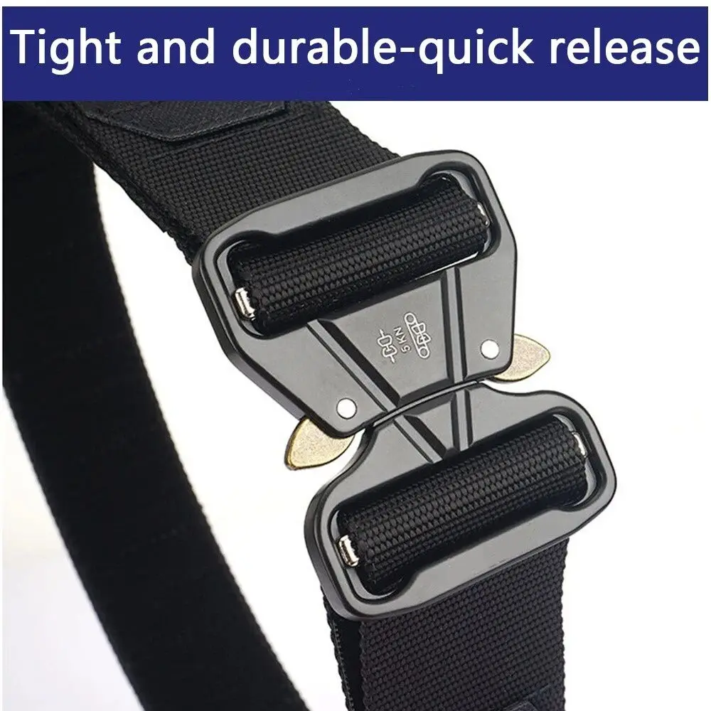 2 Inch Men's Belt Outdoor Black Tactical Belt Oxford Cloth Mountaineering Nylon Wide Waist Work Belt