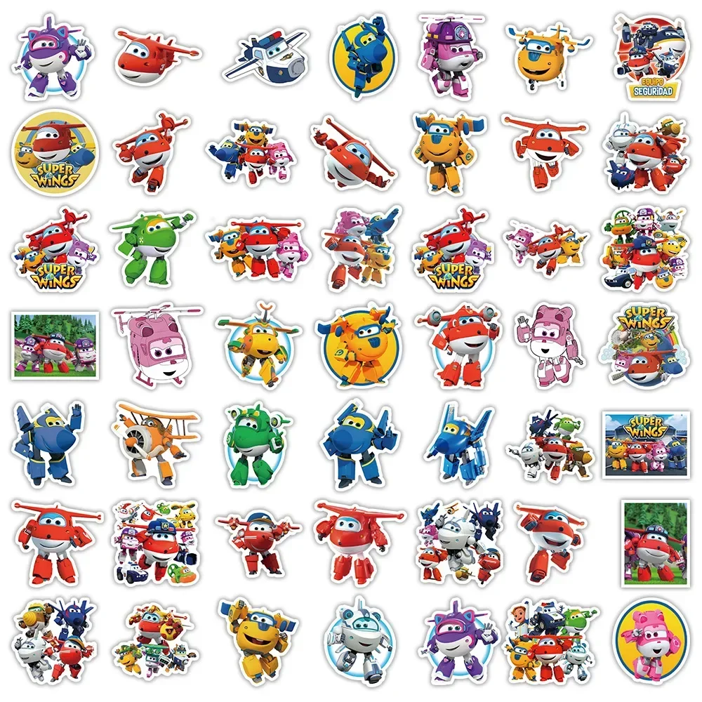 Super Wings Anime Cartoon Stickers PVC DIY Decoration Skateboard Laptop Luggage Bike Motorcycle Phone Car Window Wall Decals