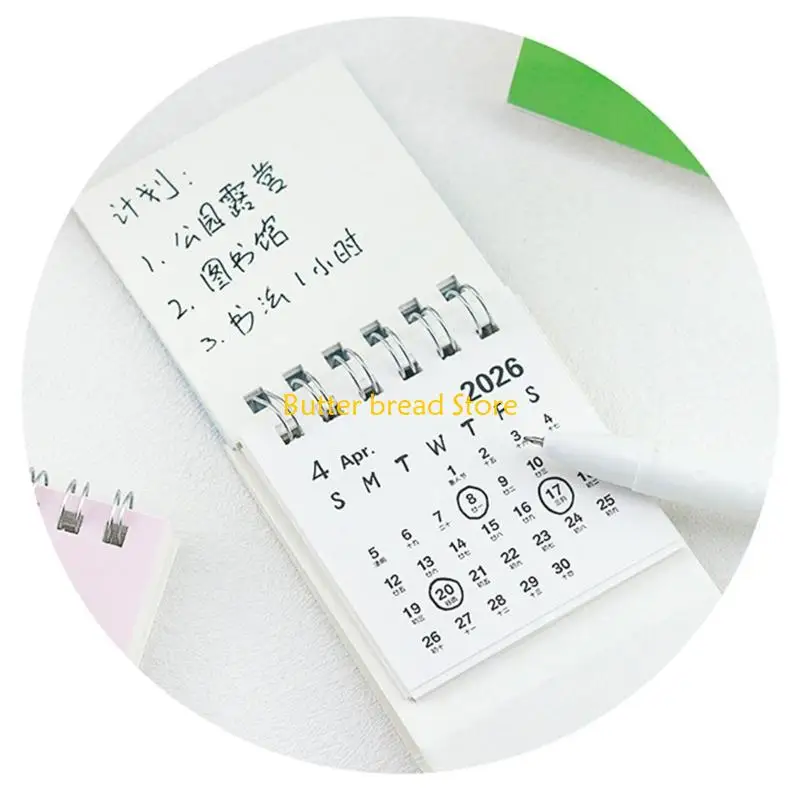 W89C 2026 Calendario escritorio desde agosto 2025 hasta diciembre 2026 Calendario mensual enlace bobina doble