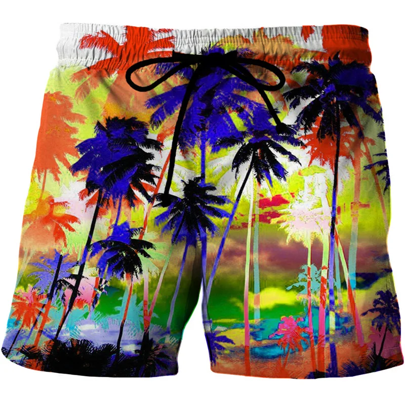 Summer Beach Coconut Palm Tree 3D Printed Man Swimsuit Men\'s Floral Gay Shorts Landscape Board Holiday Swimming Trunk Swim Wear