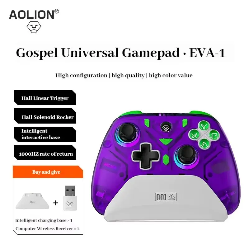 Controller di gioco Aolion K10 con dock di ricarica Gamepad wireless RGB effetto Hall Joystick Trigger per Nintend Switch/PC/telefono