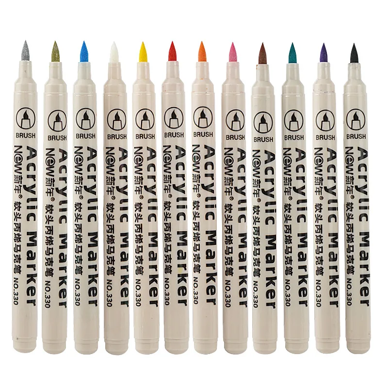 Imagem -06 - Waterproof Acrílico Marcador Pen Grupo Cabeça Macia Pintura Pintura Faça Você Mesmo Ventilador Papelaria Estudante Material de Arte 12 Cores 36 Cores 48 Cores