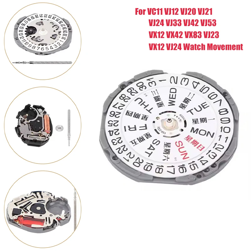Watch Movement VC11 VJ12 VJ20 VJ21 VJ24 VJ33 VJ42 VJ53 VX42 Watch Movement Replacement Day Date Movement Watch Repair Accessory