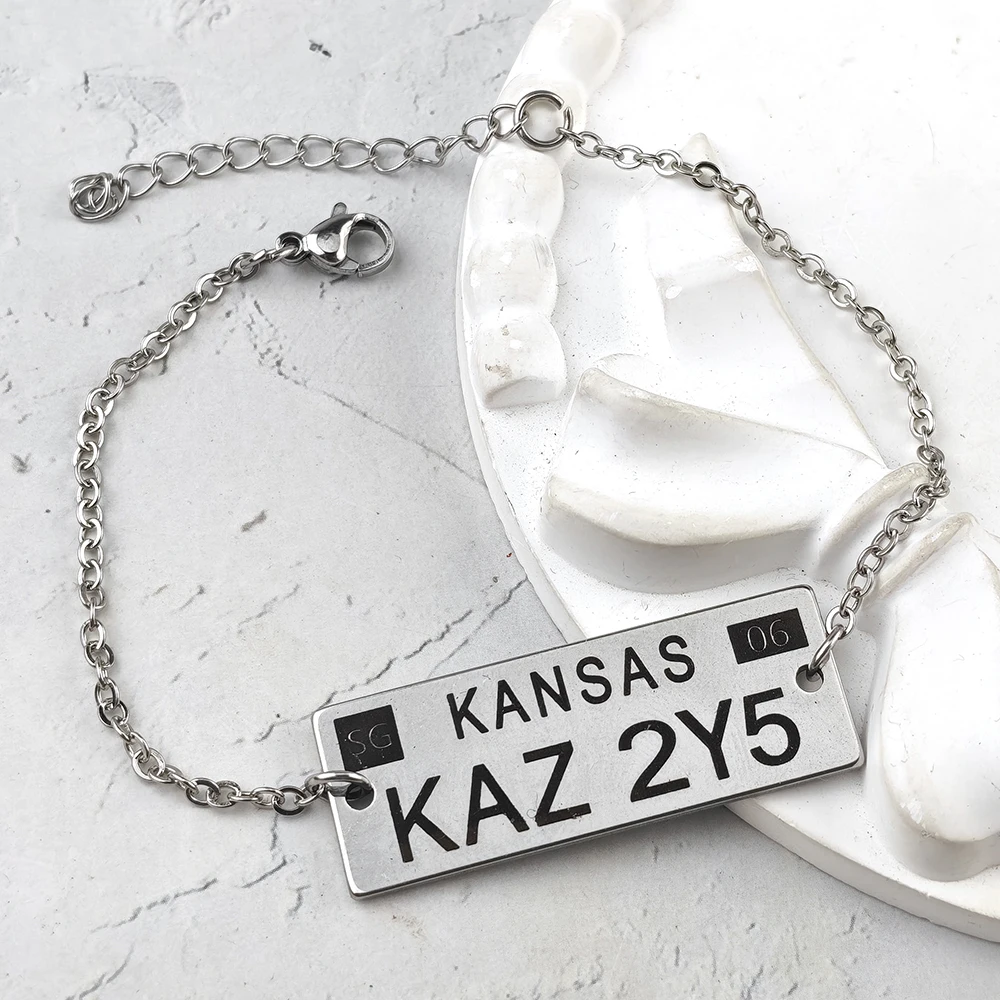 Movie Supernatural Dean The License Stainless Steel Laser Custom Bracelet Jewelry Gifts