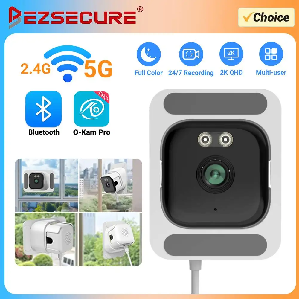 5MP Window Camera 5GHz WiFi Indoor Cameras For Home Security Color Night Vision Motion Detection 24/7 Recording Quick Install