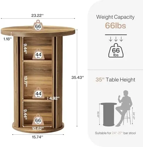 Round Bar Table, 35.4