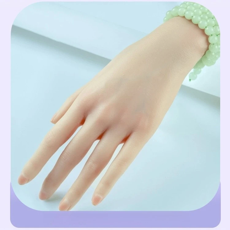 Platinum silicone hand model for Jewelry display live streaming props nail art practice realistic female hand for photography BH