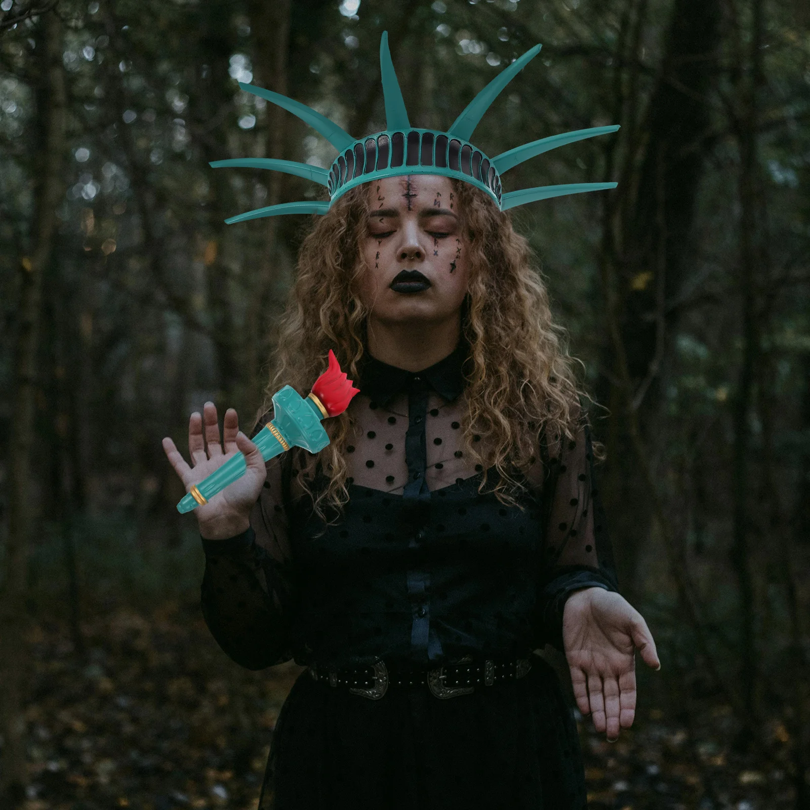 

1 комплект, костюм Статуи Свободы, повязка на голову, Корона Леди Свободы, аксессуары, Хэллоуин, косплей, ролевая статуя костюма