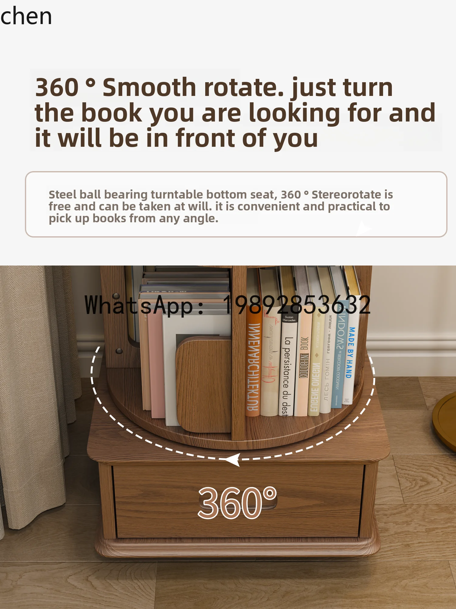 winter wood solid wood rotating bookshelf movable bookcase corner floor shelf
