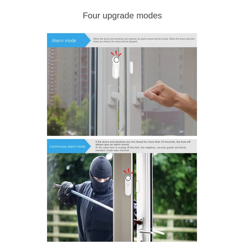 مستشعر ذكي للباب والنافذة للمنزل والباب والنافذة وأجهزة إنذار ضد السرقة والأبيض ومجموعة واحدة