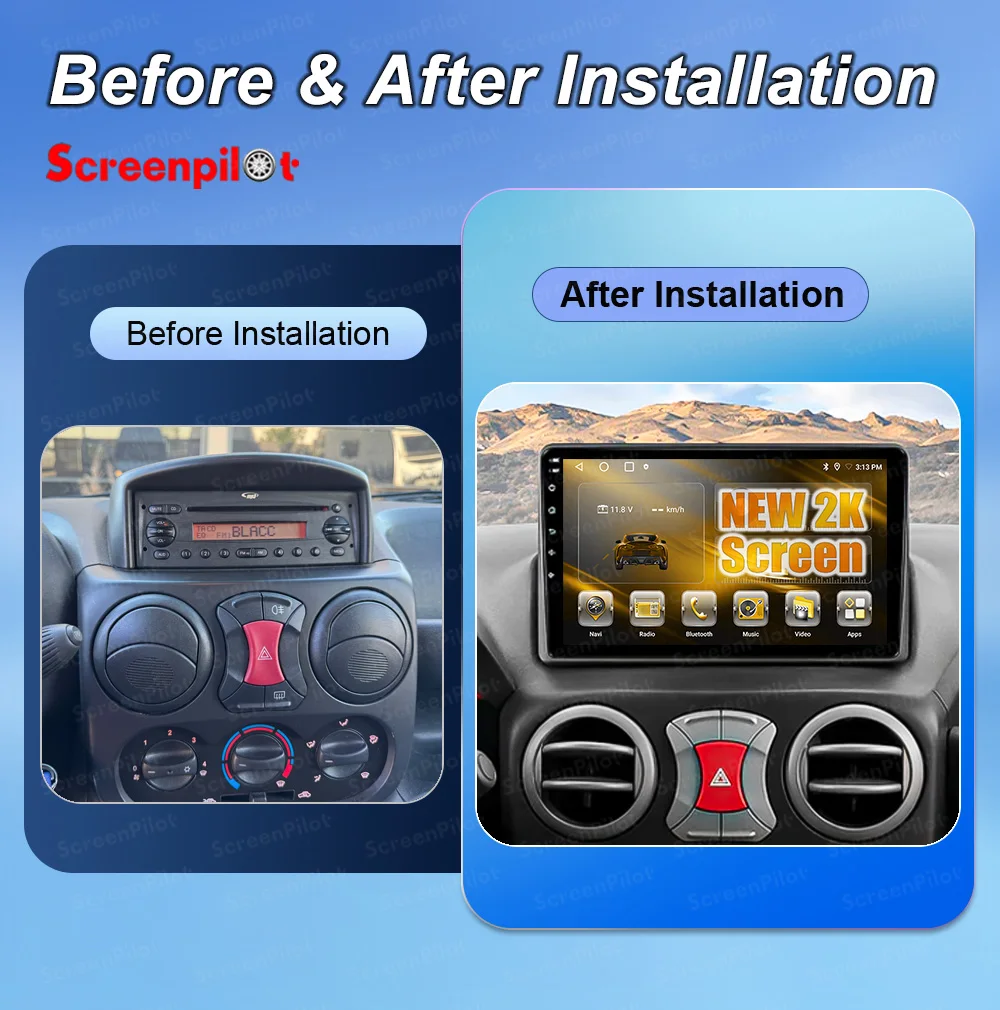 Android 16 For FIAT Doblo 2002 2003 2004 2005-2017 Stereo Head Unit Android Auto Carplay Wifi 8 Core 4G 2K QLED GPS Bluetooth