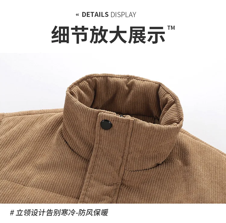 Men's Winter Warm Overcoat Cotton Padded Thick Thermal Corduroy Jacket New Arrival Warm Keeper Casual Parkas Outerwear