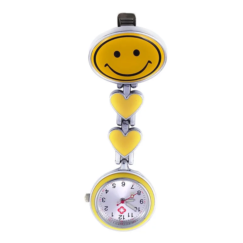 Relógio de Doppel Herz-Big Sorridente Face Enfermeira, Luminous Pointer Pocket Watch, Medical Pin, Dial Grande, Elegante Peito Redondo