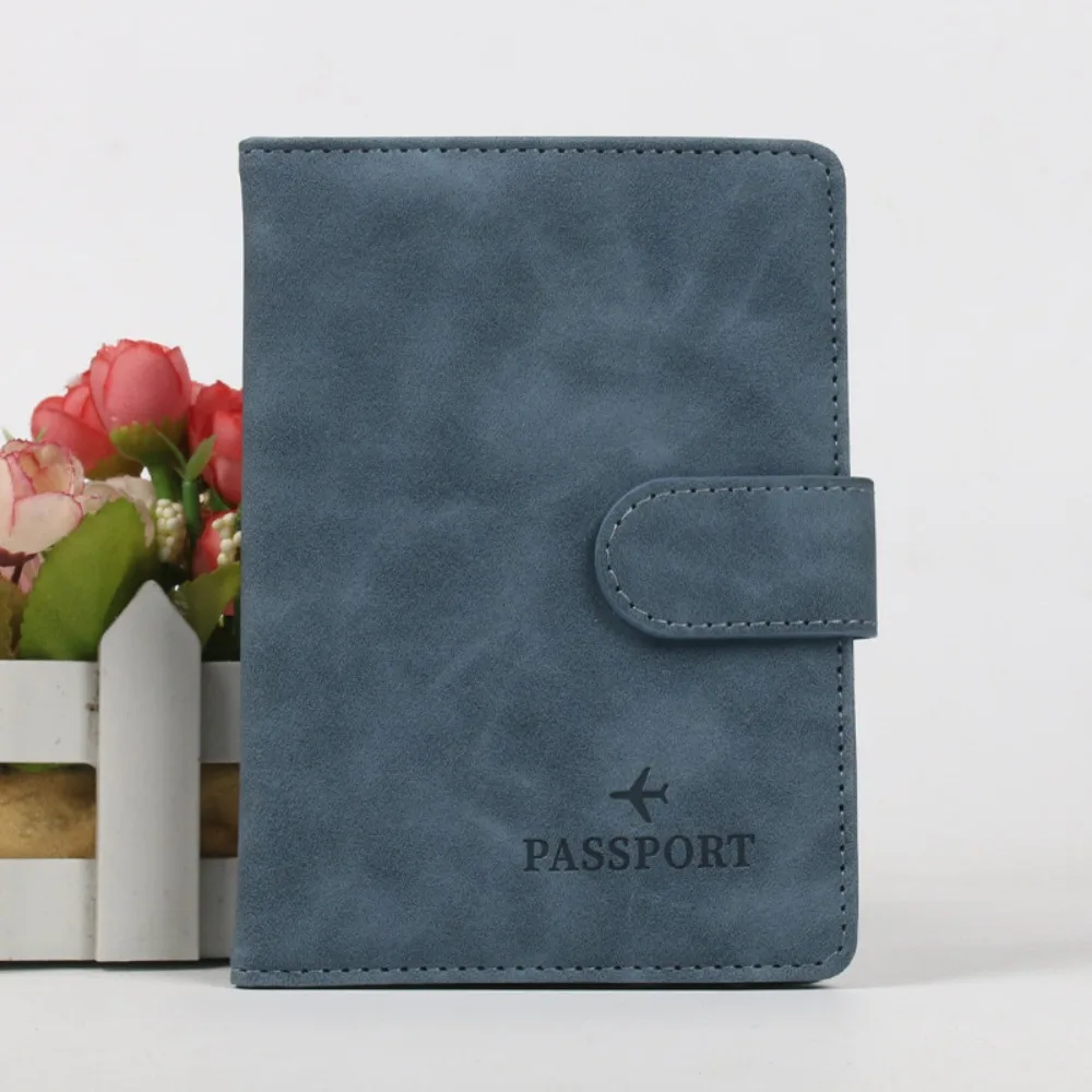 

Solid Color Leather Passport Holder Multifunctional Card Case Certificate Storage Bag Airplane Check-in Ticket Holder