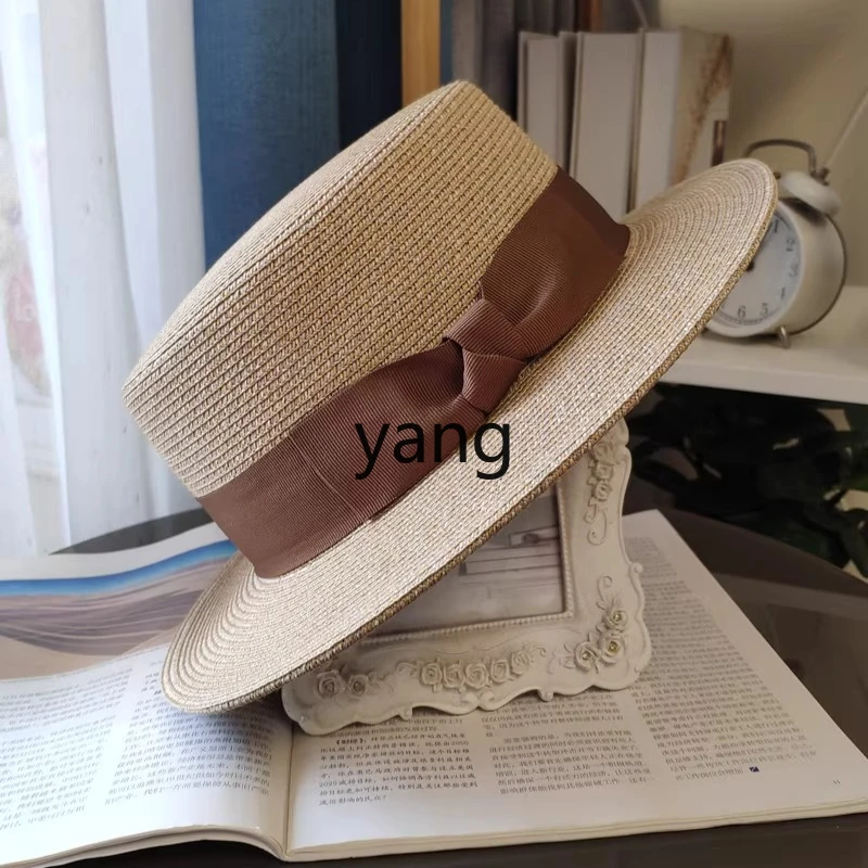

LMM flat top flat edge hat Japanese sunscreen sunshade retro travel vacation straw hat